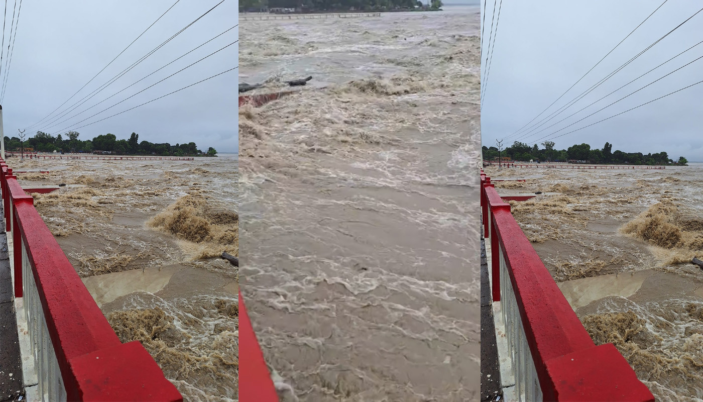 कोशी ब्यारेज झन् खतरातिर, तीन घन्टामै ७५ हजार बढेर ५ लाख क्यूसेकनजिक नदीको बहाब