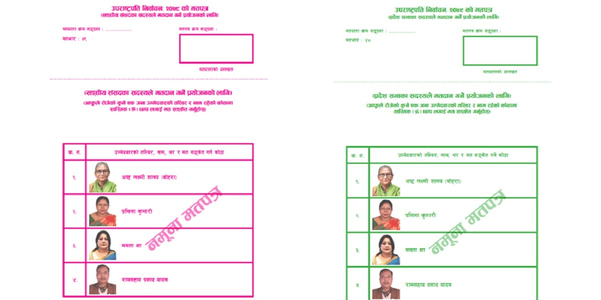 उपराष्ट्रपति निर्वाचनको नमूना मतपत्र सार्वजनिक